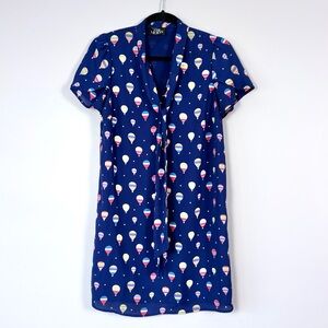 The Moon Collection Hot Air Balloon Tie Neck Mini Shift Dress Small